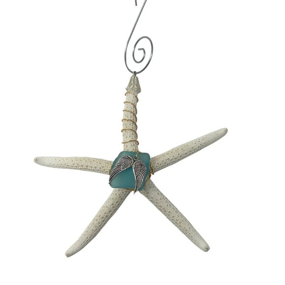 Handcrafted Ornament or Suncatcher - Wire Wrapped Starfish with Sea Glass - Picture 3 of 4